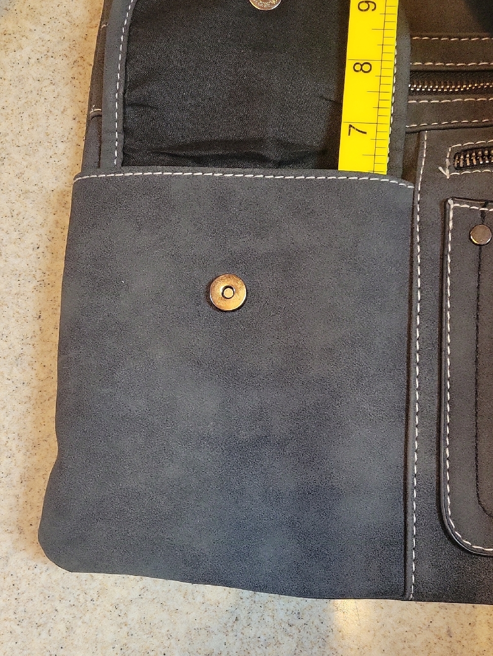 Gray Faux Leather Multi Pocket Crossbody Bag Y2K Utility Organizer Purse - Picture 9 of 11